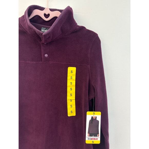 NEW 32 Degrees Heat Women's Snap Fleece Pullover Lightweight Purple sweater sz S - Picture 2 of 4